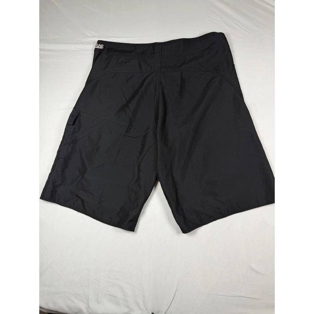 Pacific Blue Mens Black Graphic Board Shorts Cargo Pocket Swim Trunks Size L